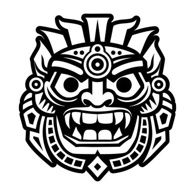 Çizgi film aslan kafasının siyah ve beyaz vektör çizimi