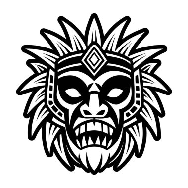 Kafatası olan bir kabile maskesinin vektör çizimi