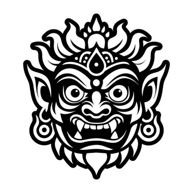 Çizgi film maymununun siyah ve beyaz vektör çizimi