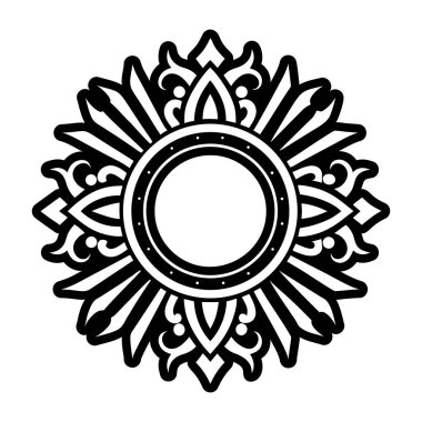 yuvarlak çerçeve, mandala şeklinde.