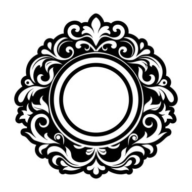 Vintage siyah süsleme çerçeveyle.