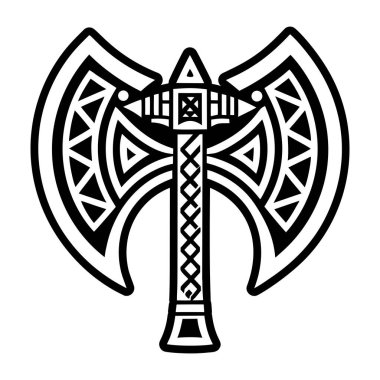 Viking siyah silueti beyaz arkaplanda izole edildi