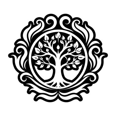 Siyah ve beyaz vektör mandala