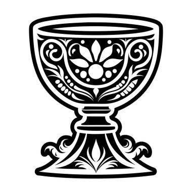 Taç ikonlu kadeh, çizgi stili.
