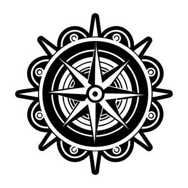 Beyaz arka planda siyah pusula