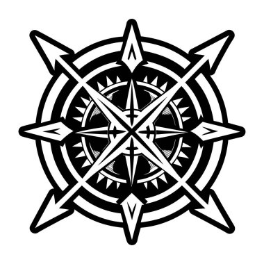 Pentagram ile Kelt haçı. Siyah hat beyaz arkaplanda izole edilmiş. vektör illüstrasyonu