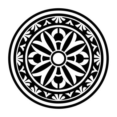 Yuvarlak süslemeli yuvarlak siyah süs, vektör çizimi