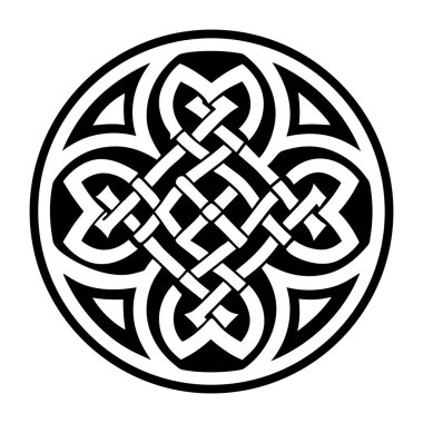 Siyah ve beyaz olarak Kelt çapraz süsü