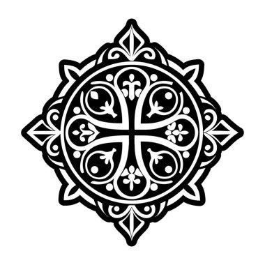 siyah ve beyaz soyut süs mandala