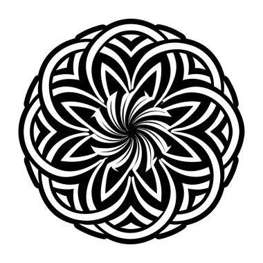 Renklendirme sayfası, vektör illüstrasyonu için siyah ve beyaz mandala tasarımı