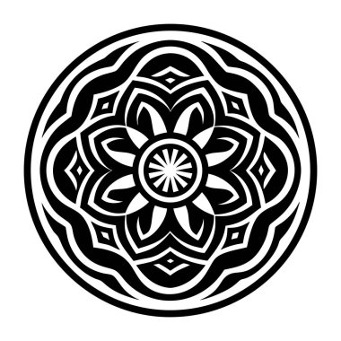 Siyah ve beyaz mandala. Vektör çizimi. yuvarlak süs.