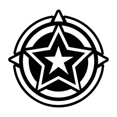 Pusula ile yıldız, pusula simgesi. vektör illüstrasyonu