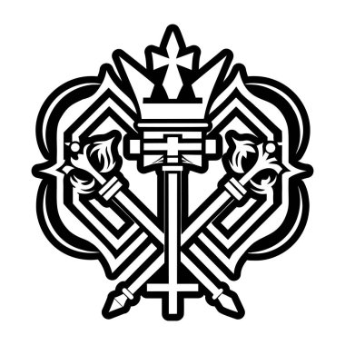 Haç tacı olan bir arma. vektör illüstrasyonu