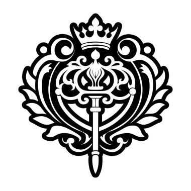 Ortaçağ ve kraliyet sembollerinin vektör tasarımı. Web için ortaçağ ve ortaçağ hisse senedi çizimleri.