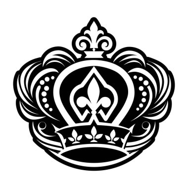 Taç ikonlu taç. Crown Crown vektör simgesinin siyah çizimi