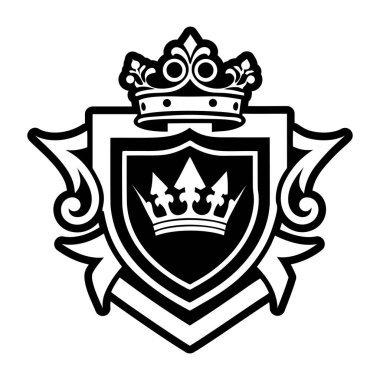 Taç ve armanın amblemi, Heraldik tasarım vektörü çizimi