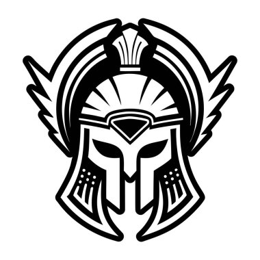 Kalkanlı kask ve savaşçı vektör çizim tasarımı