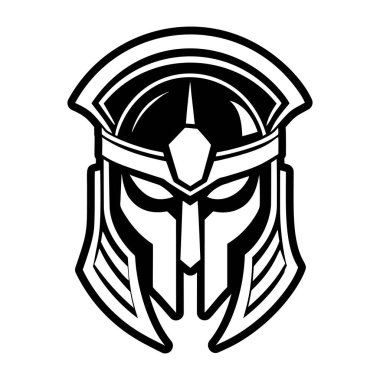 Savaşçı miğferi baş vektör logo şablonu