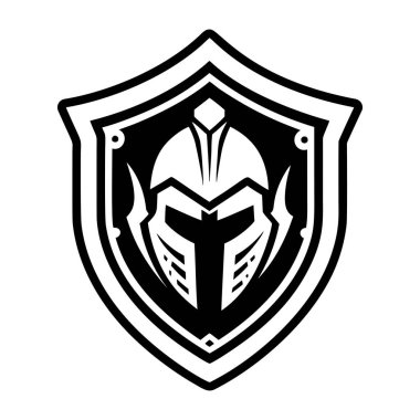 Şövalye miğferi simgesi olan kalkan, basit stil.