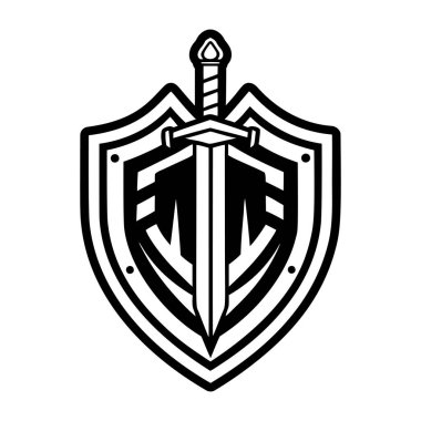 Kılıç simgeli kalkan, siyah basit biçim