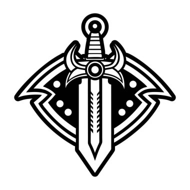 Kılıç simgesi. Beyaz arkaplanda izole edilmiş web tasarımı için kılıç vektör simgesinin basit çizimi