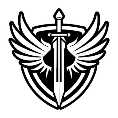 Kanatları ve kurdele simgesi olan amblem kalkanı