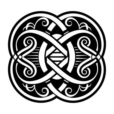 Kelt düğümü süsü, siyah ve beyaz renk