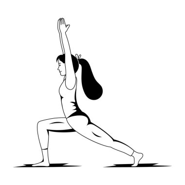 Yoga yapan genç bir kadın vektör çizimi yapıyor