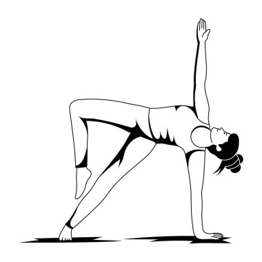 Yoga yapan genç bir kadın.