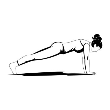 Beyaz arka plan vektör illüstrasyonunda yoga yapan kadın
