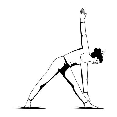 Siluet kız yoga ve esneme pratiği yapıyor.