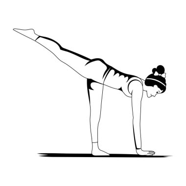 Kadın poz verirken yoga yapıyor.