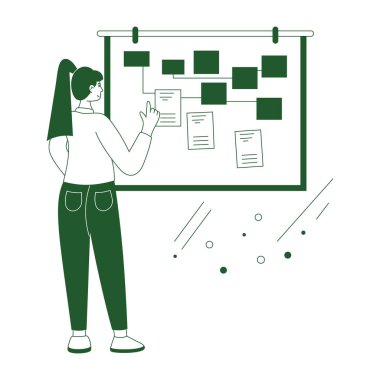 Kadın notlar yazıyor, skeç tarzı.