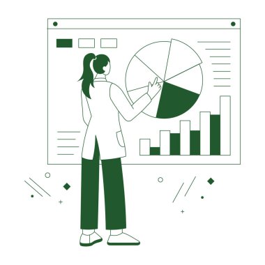 Takım elbiseli bir kadın ve elinde dosya tutan yeşil ceketli bir kadın. vektör illüstrasyonu