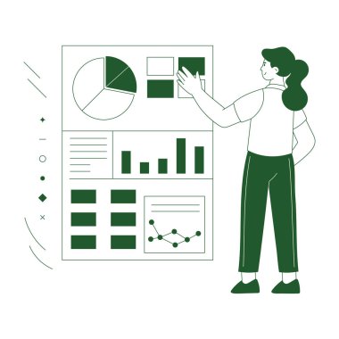 Modern düz tarzda genç bir kadın karakter..