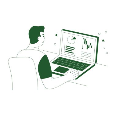 İş kavramı. Ofiste çalışan iş adamı.