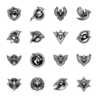 Kartal kanatları ve kartalın vektör logosu. Vektör ayarlandı kartal logosu tasarımı.