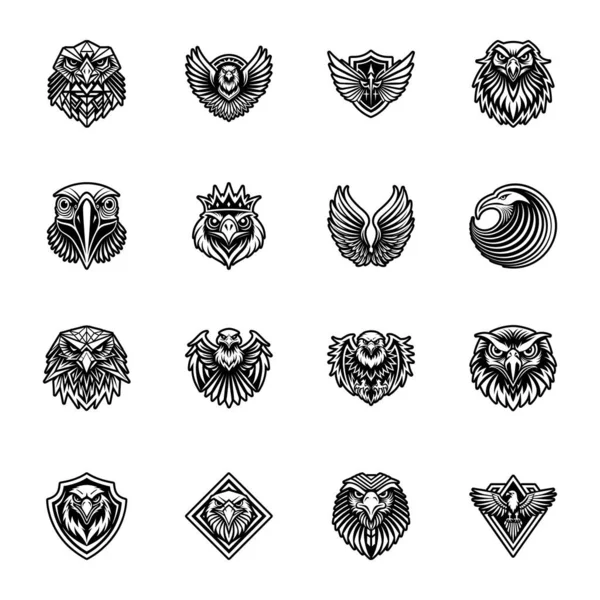 Kanatları ve tasarım ögeleri olan siyah vektör simgeleri kümesi