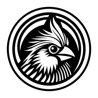 bir kuşun siyah ve beyaz vektör çizimi