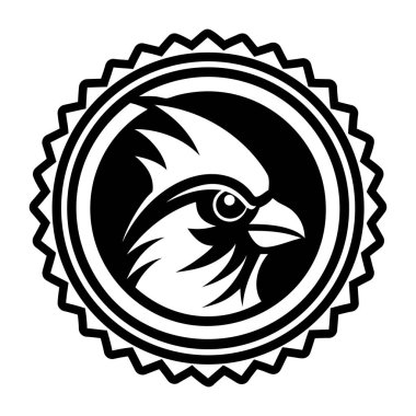 Kanat simgesine sahip kuş, siyah monokrom tarzı