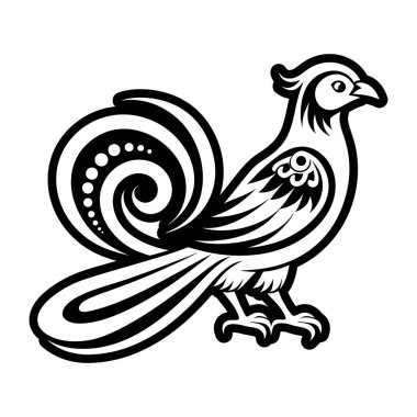 Horoz kuşu siyah ve beyaz