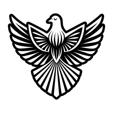 Kanat ikonlu güvercin. Ağ için kuş vektör simgesinin basit bir illüstrasyonu