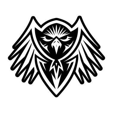 Baykuş kuşu siyah vektör konsepti çizimi