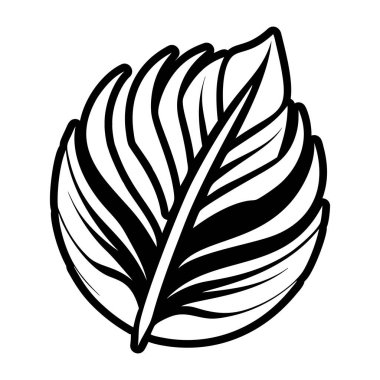 Beyaz arkaplanda izole edilmiş tropikal palmiye yaprakları, vektör illüstrasyonu