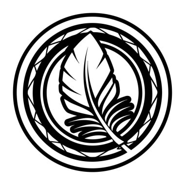 Siyah ve beyaz yapraklı yuvarlak çerçeve