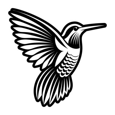 Beyaz arkaplanda uçan kuş, vektör illüstrasyonu