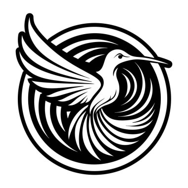 Siyah beyaz kuş logosu