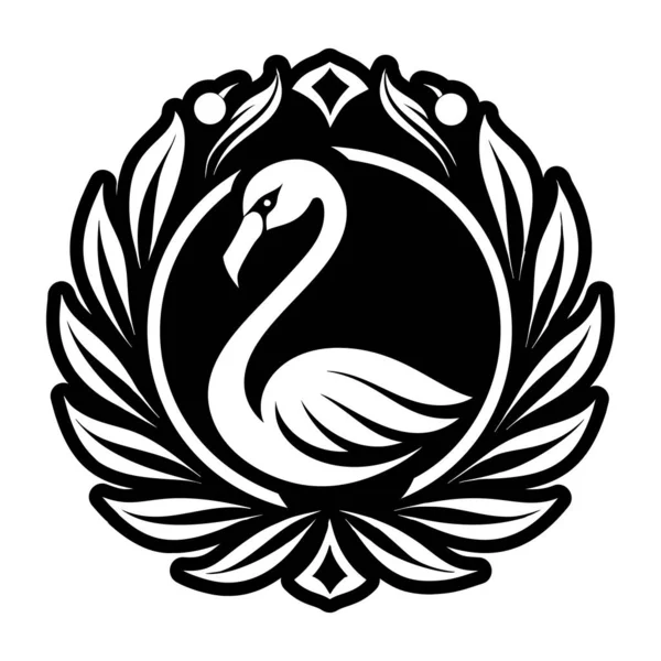 Kanatlı kuğunun siyah-beyaz çizimi. beyaz arkaplanda izole