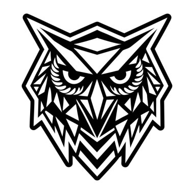 Üçgen dizaynlı siyah beyaz baykuş