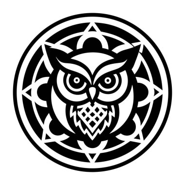 Siyah daireli baykuşun vektör simgesi.